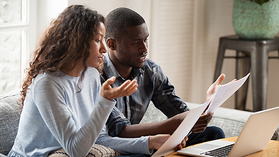 Consumers discussing a financial decision